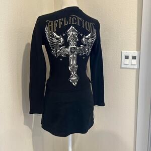 Affliction black long sleeve shirt. Size small petite